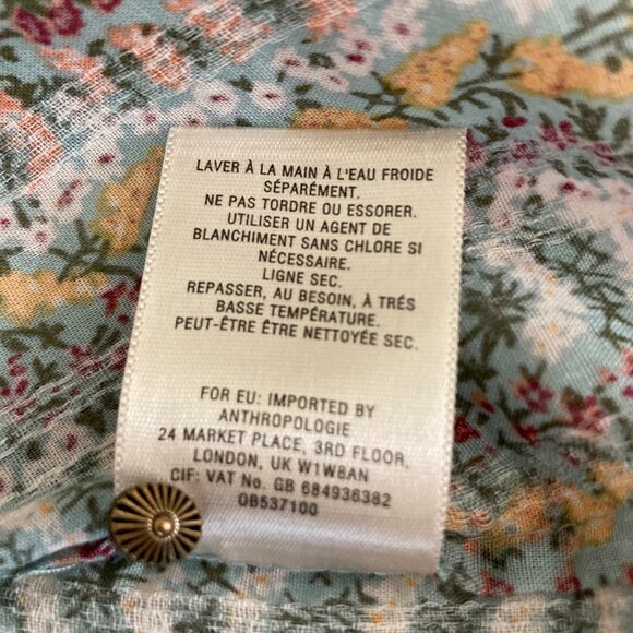 Anthropologie Maeve LS Blouse Gelise Pintuck Metal Buttons Peasant Prairie, Med. - Picture 12 of 14